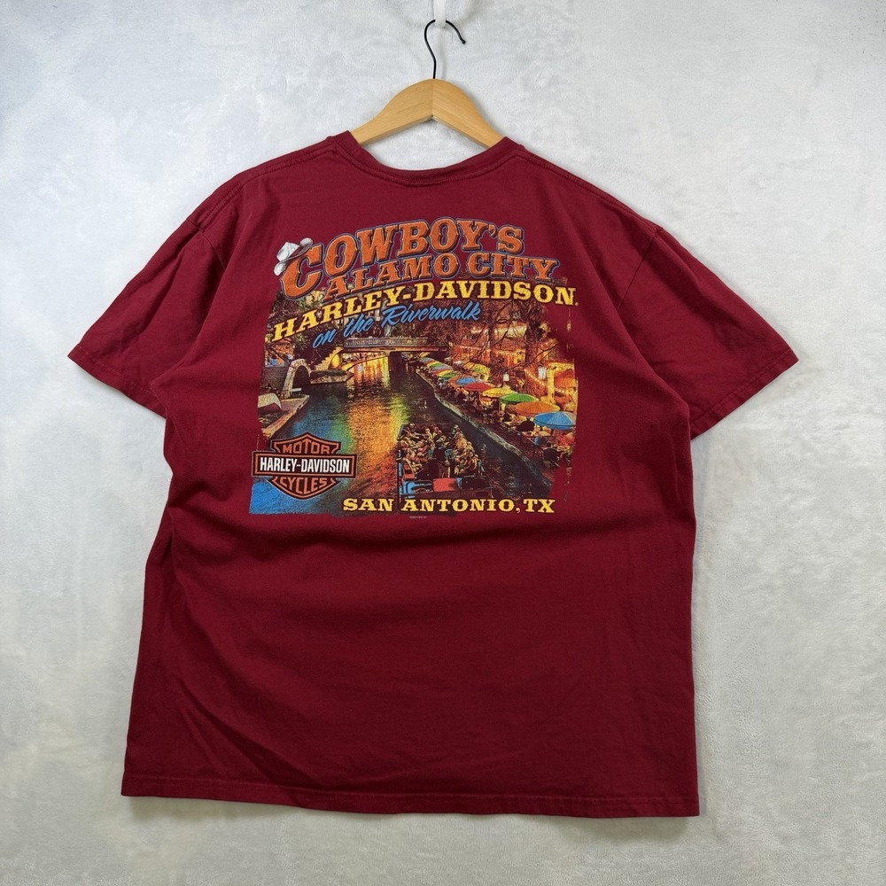 Harley-Davidson Shirt Mens XL Black Cowboys Alamo City Riverwalk San Antonio Y2K